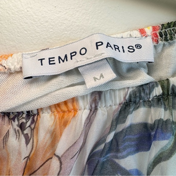 Tempo Paris Flower Print Silk Top Blouse Size M - Picture 5 of 12